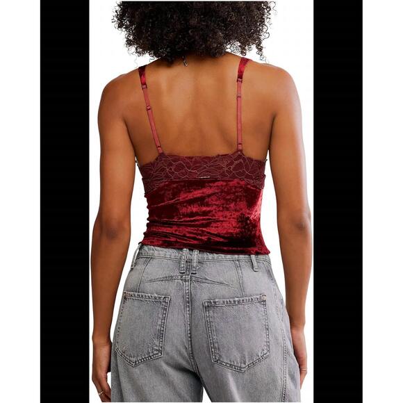 NEW FREE PEOPLE bed of roses cami top in red - Picture 4 of 4